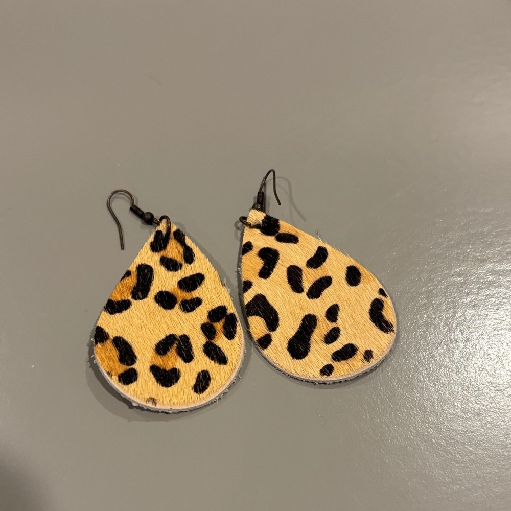 Leopard Print Teardrop Earrings